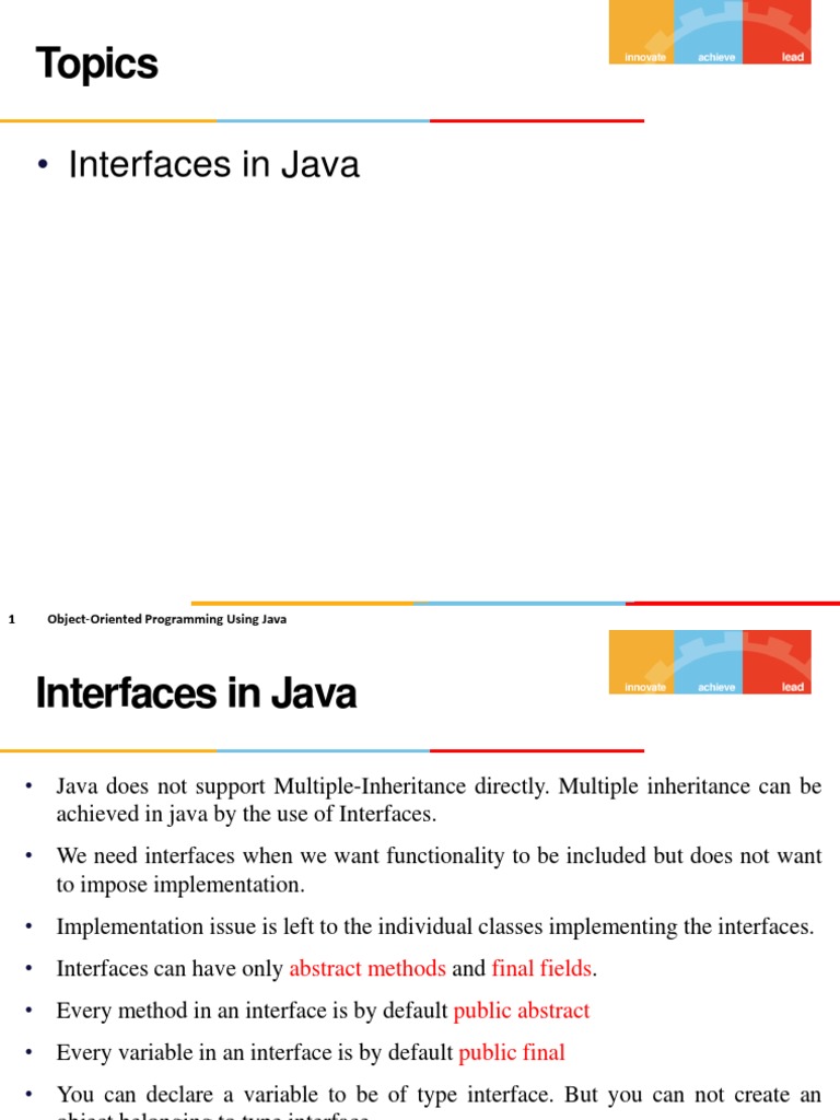 Topics: Interfaces in Java | PDF | Class (Computer Programming ...