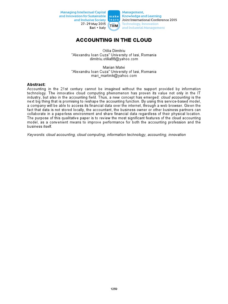 Cloud Accounting: Future of Finance | PDF | Cloud Computing | World ...