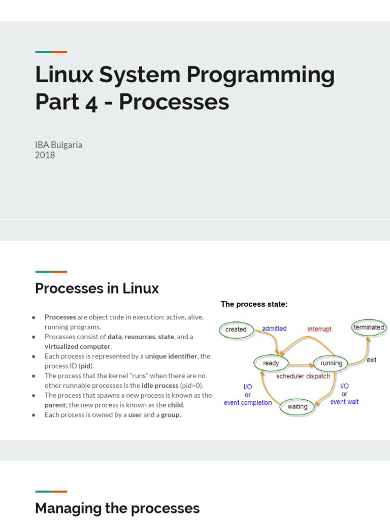Linux System Programming Part 4 - Processes: IBA Bulgaria 2018 | PDF ...