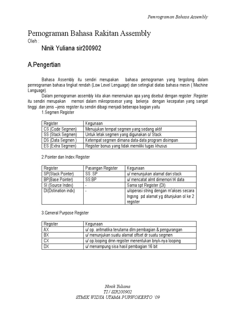 Belajar bahasa assembly