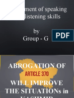 Assessment of Speaking and Listening Skills by Group - G