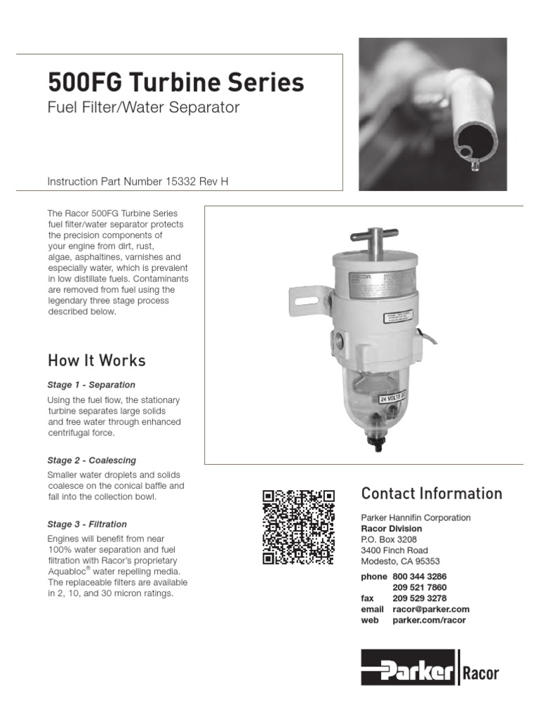 500FG Turbine Series: Fuel Filter/Water Separator | PDF | Pump | Valve