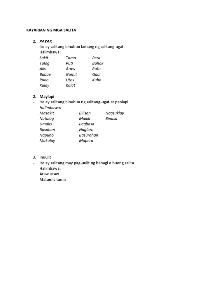 Kayarian NG Mga Salita | PDF
