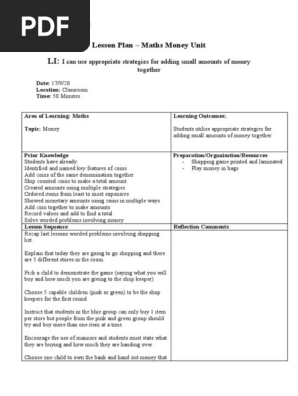 shopping maths money lesson plan