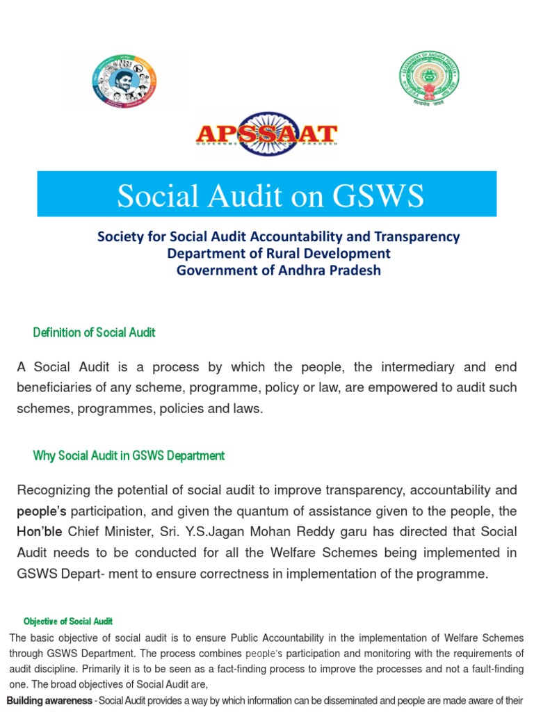 Social Audit On GSWS | PDF | Audit | Public Sphere