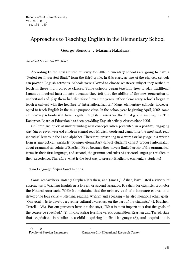 Teaching English in Elementary Schools | PDF | Applied Linguistics ...