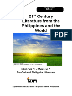 21 Century Literature From The Philippines and The World: Quarter 1 - Module 1