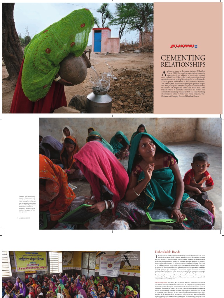 Jk Lakshmi Cement Csr Journey Pdf Toilet Sewing