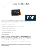 La Restitution Du Crédit de TVA