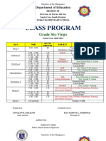 Class Program: Grade Six-Virgo