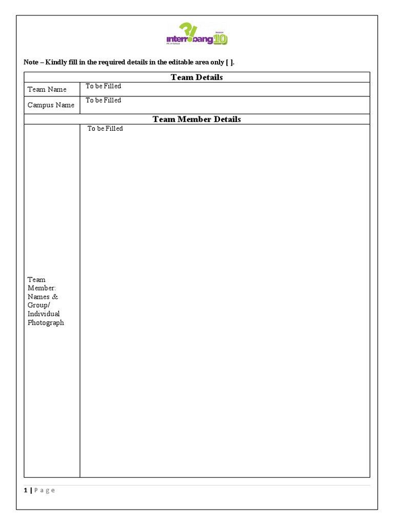 Team Details: Team Name Campus Name | PDF
