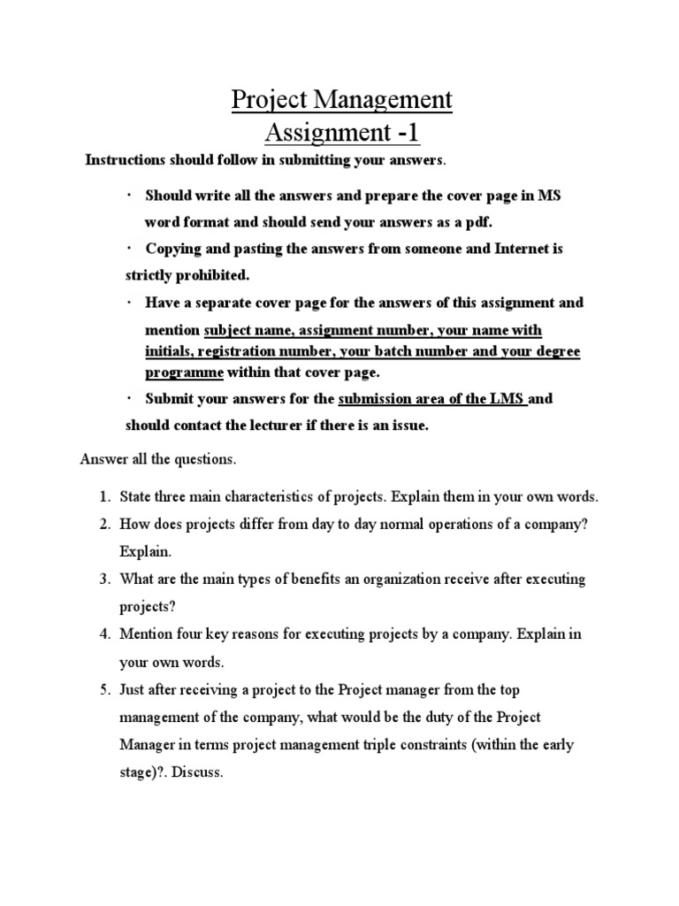 Project Management Assignment Guidelines | PDF | Career & Growth | Business