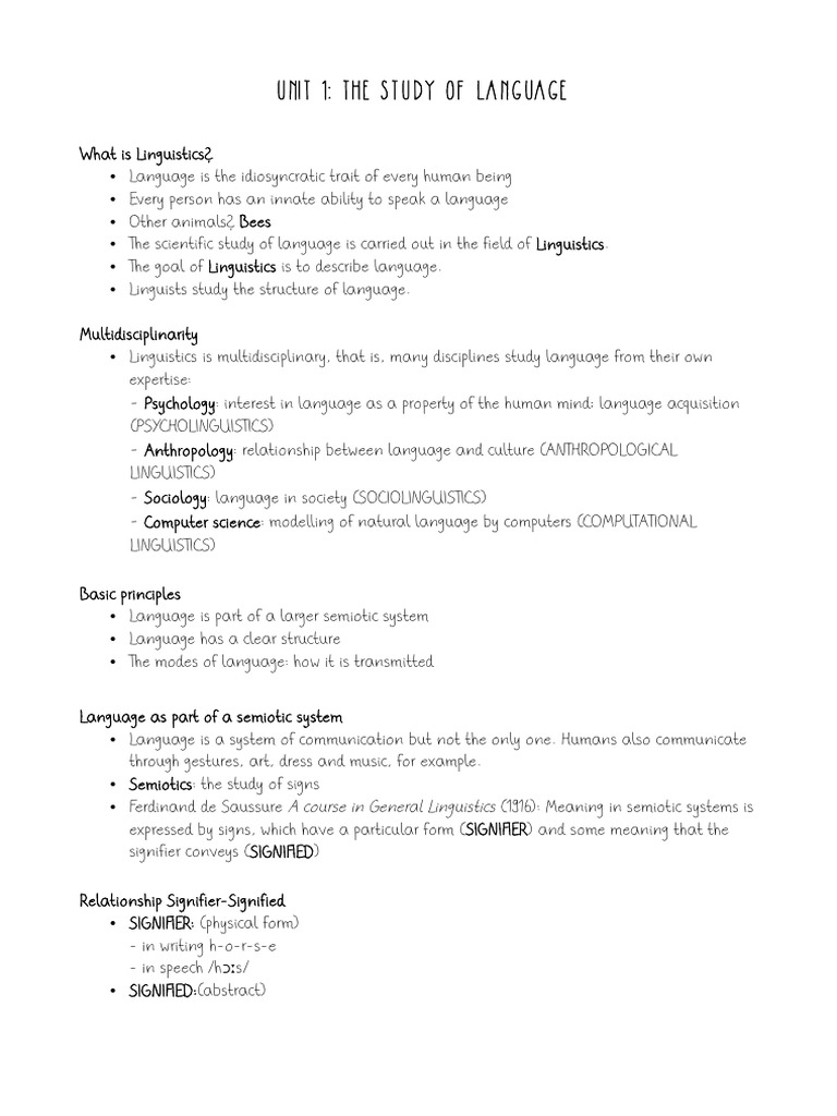 Introduction To English Linguistics (Primer Parcial) PDF