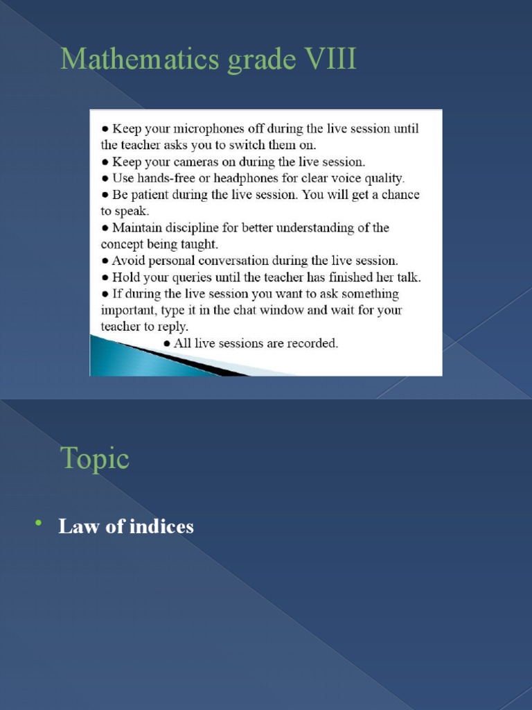 Law of Indices PPT 4 PDF