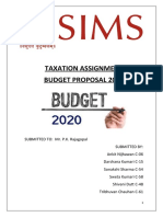 Taxation Assignment Budget Proposal 2020