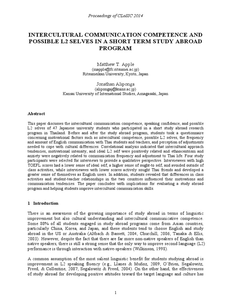 Intercultural Competence in Study Abroad | PDF | Second Language ...