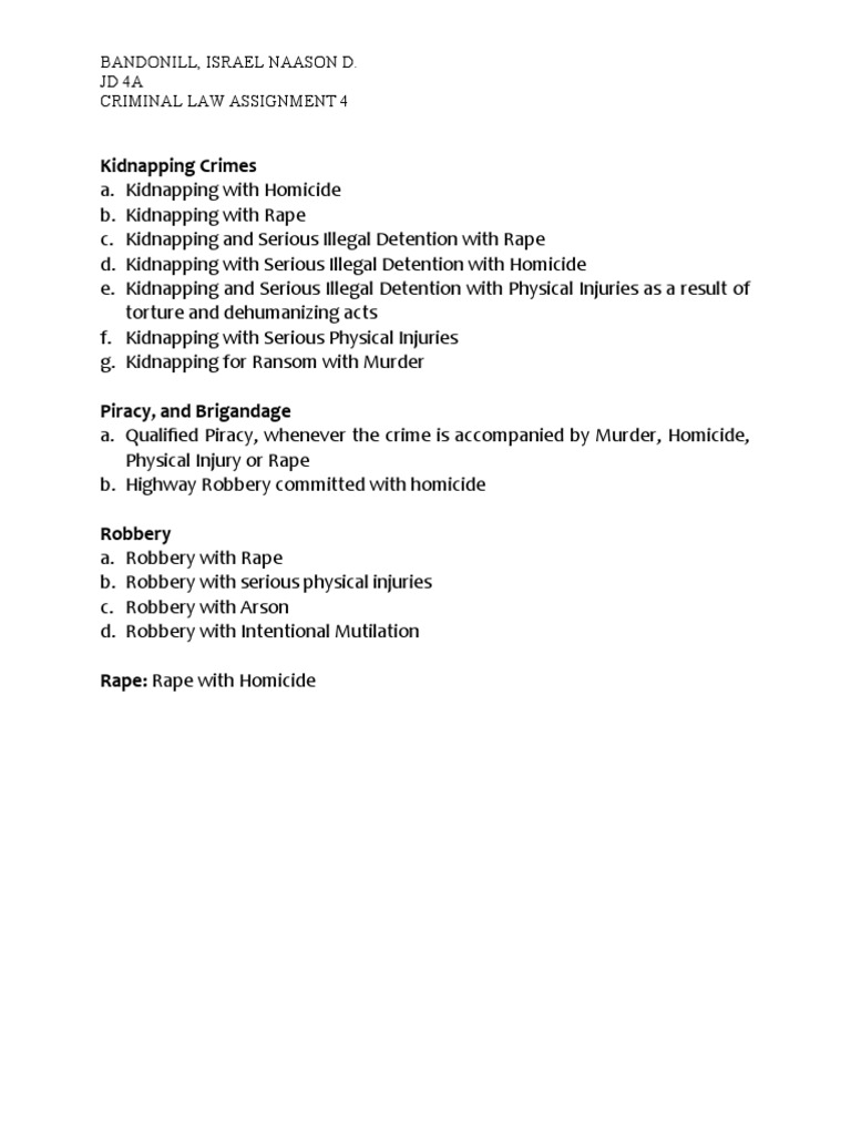 Kidnapping and Rape Crimes Overview | PDF | Social Science | Law
