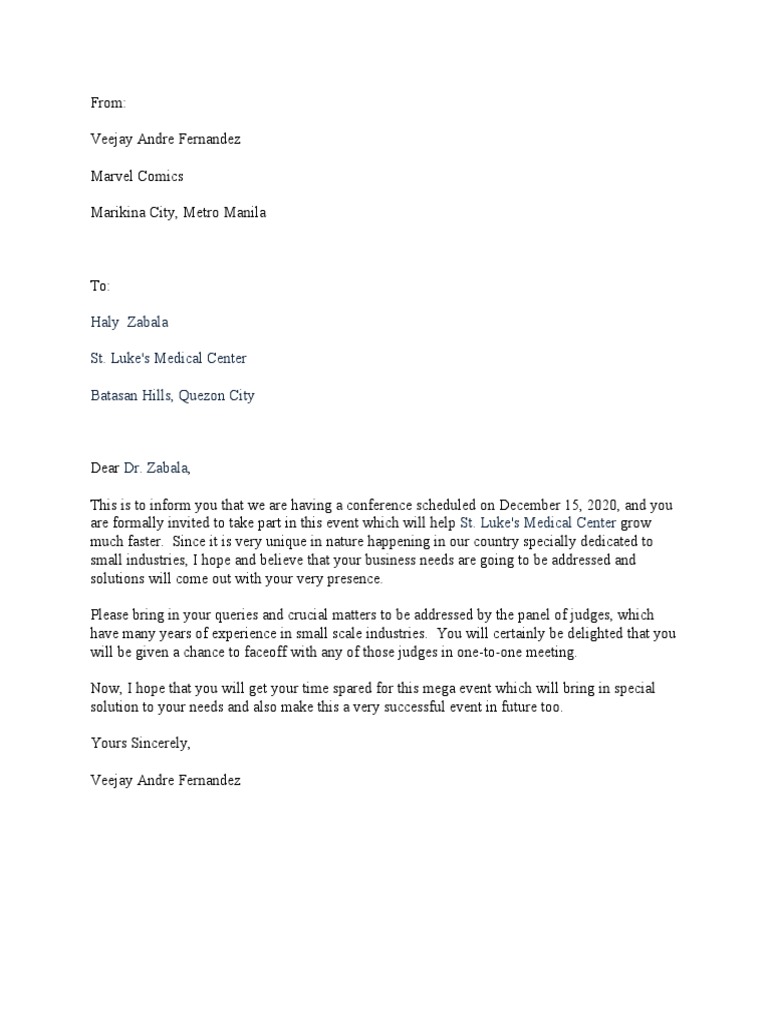 Mail Merge Sample Letter | PDF