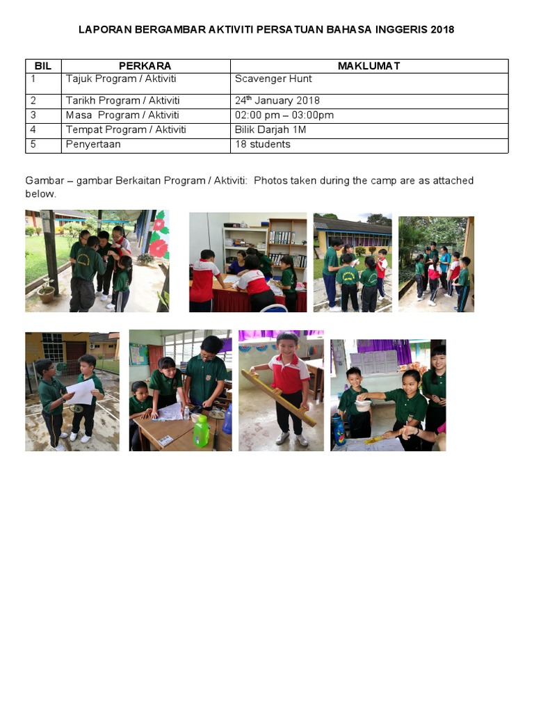 Laporan Bergambar Aktiviti Persatuan Bahasa Inggeris 2018
