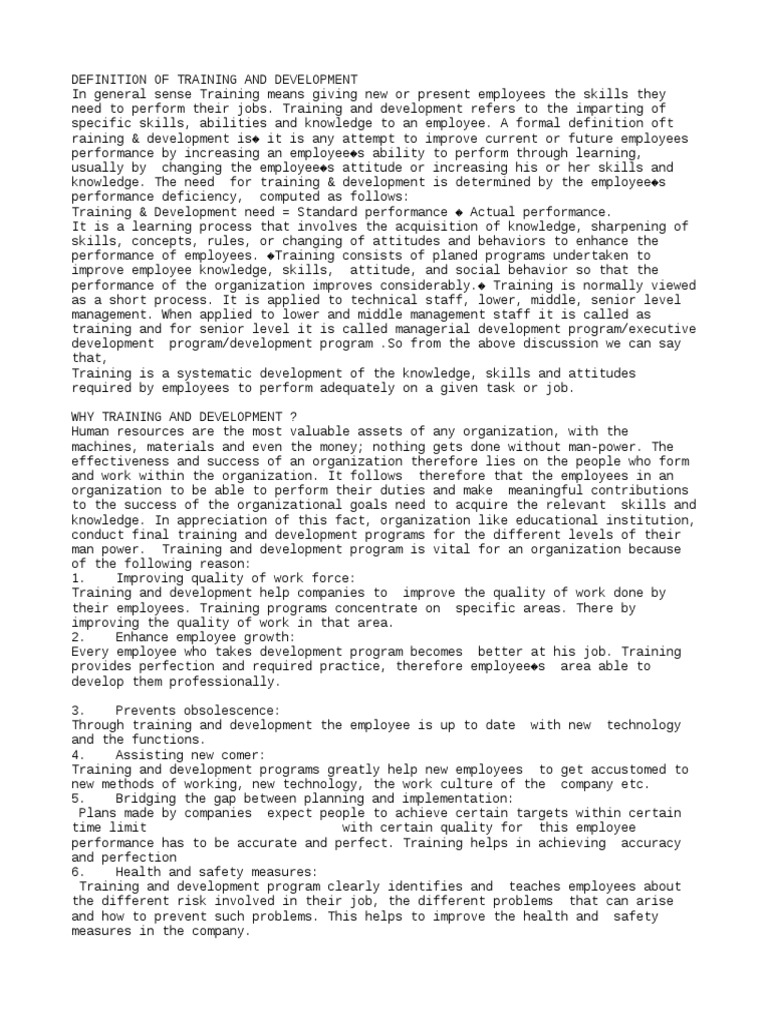 Importance of Training and Development | PDF | Employment | Human Resources