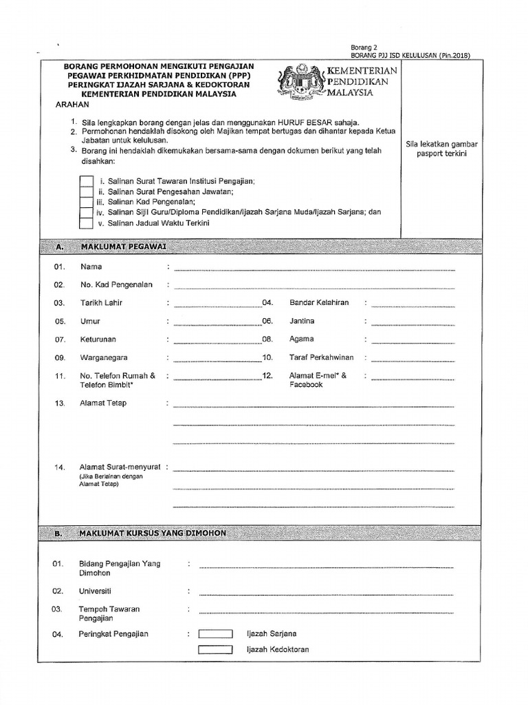 Borang 2 permohonan pjj ijazah sarjana dan kedoktoran pdf