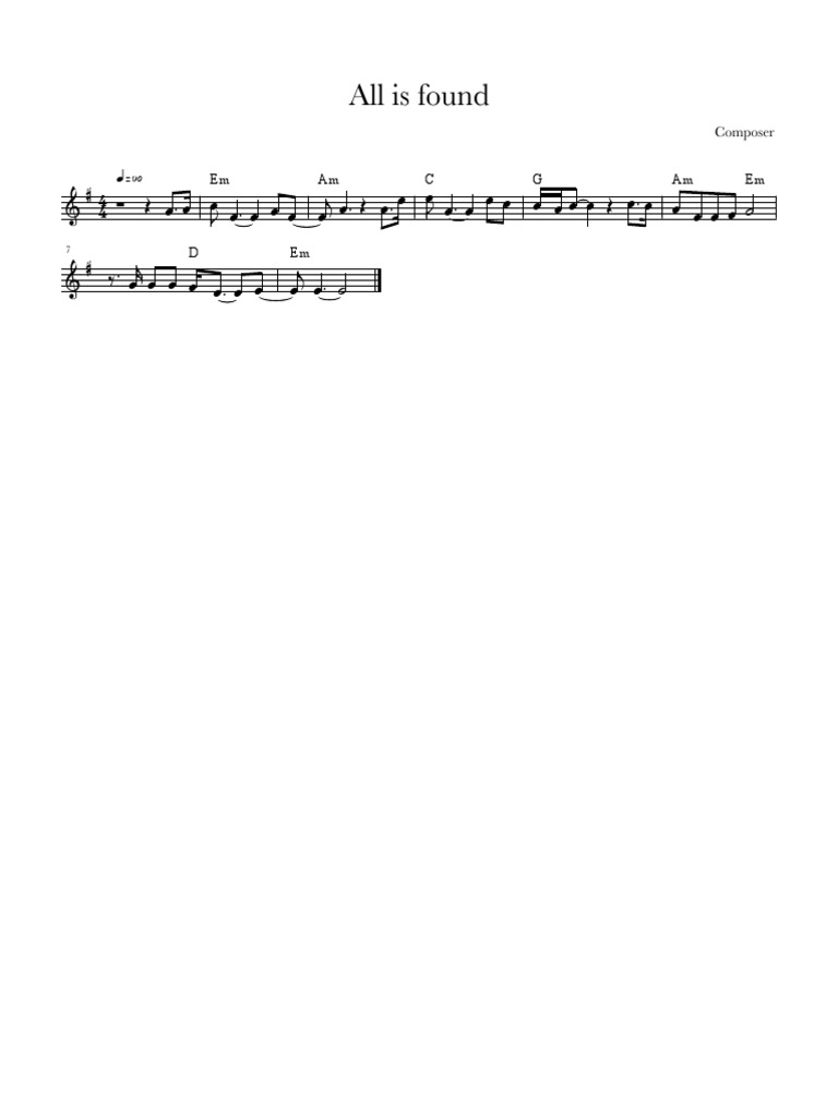 All is Found Sheet Music Composer PDF
