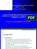 TOPOGRAFIA I - SESION 3 - Planimetría (Medición de Distancias Horizontales, Errores y Correcciones en Las Medidas Con Cinta) PDF