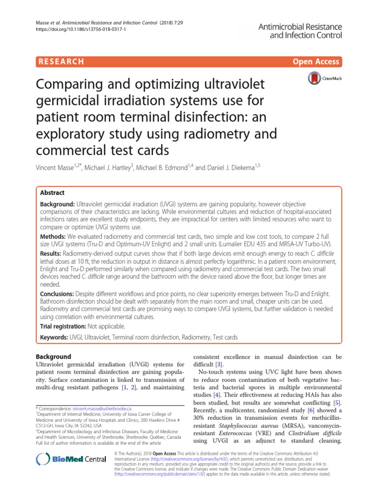 Comparing and Optimizing Ultraviolet Germicidal Ir | PDF | Disinfectant ...