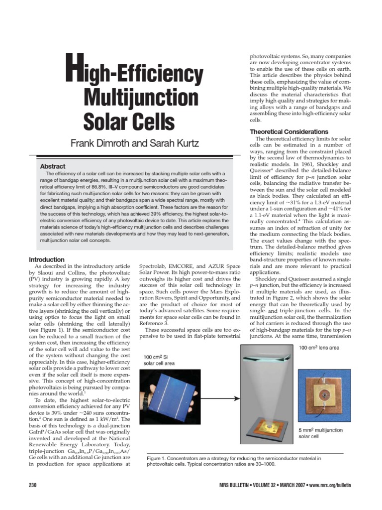 High-Efficiency Multijunction Solar Cells | PDF | Solar Cell ...