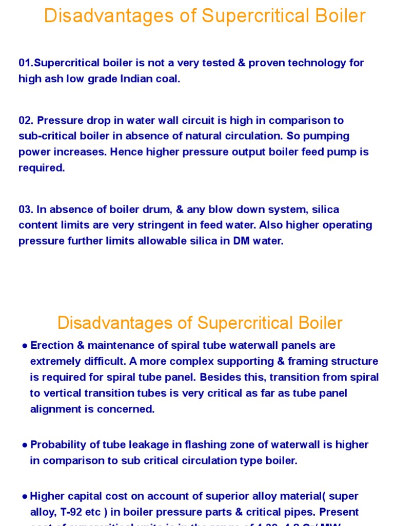 Disadvantages of Supercritical Boiler PDF