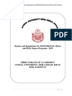 Gomal University Statutes and Regulations For M.Phil and PHD Degree Programs