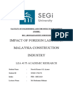 Impact of Foreign Labour in Malaysia Construction Industry: Lea 4173 Academic Research