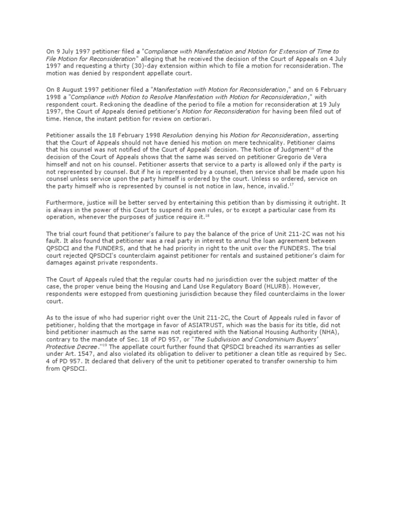 File Motion For Reconsideration" Alleging That He Received The Decision