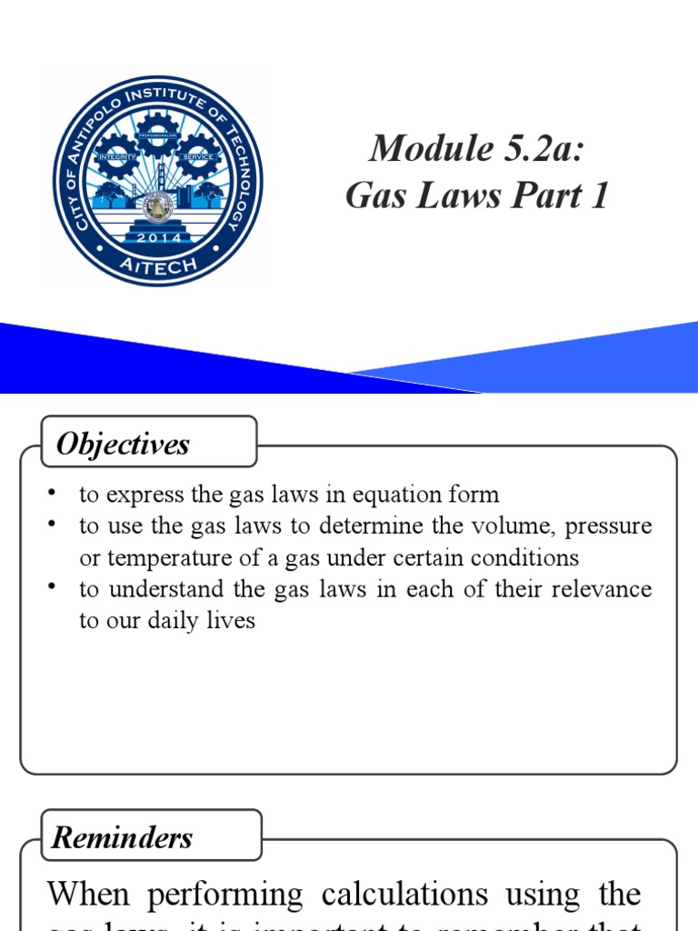 Module 5.2a: Gas Laws Part 1 | PDF | Gases | Temperature