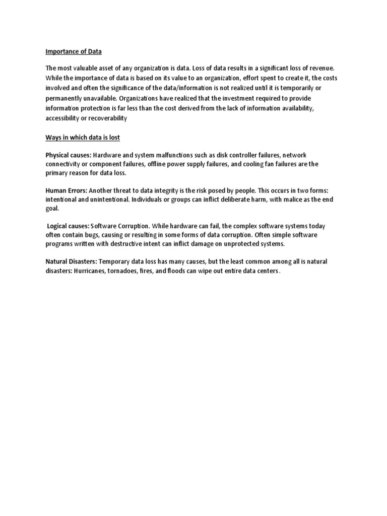 Causes and Impact of Data Loss | PDF