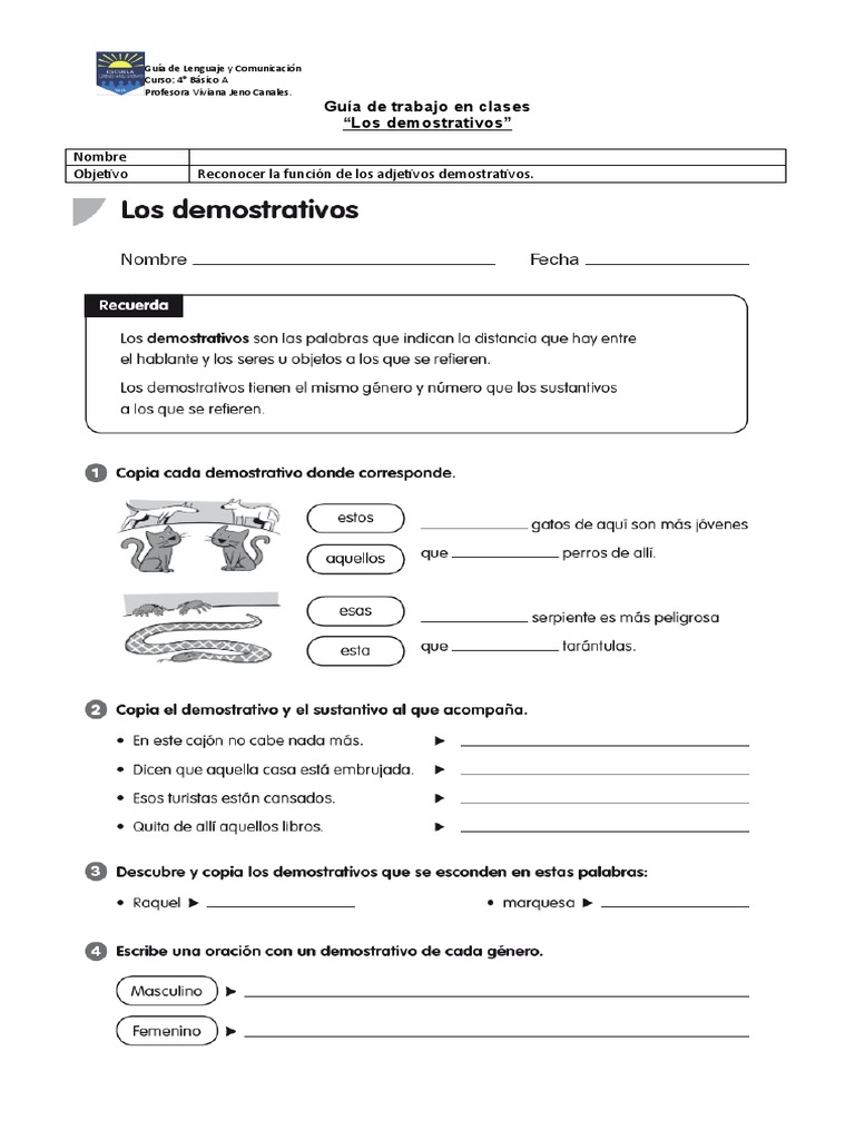 Ejercicios de Adjetivos Demostrativos | PDF | Artes del Lenguaje y ...