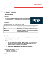 Database Design: Data vs. Information Practice Activities: Objectives