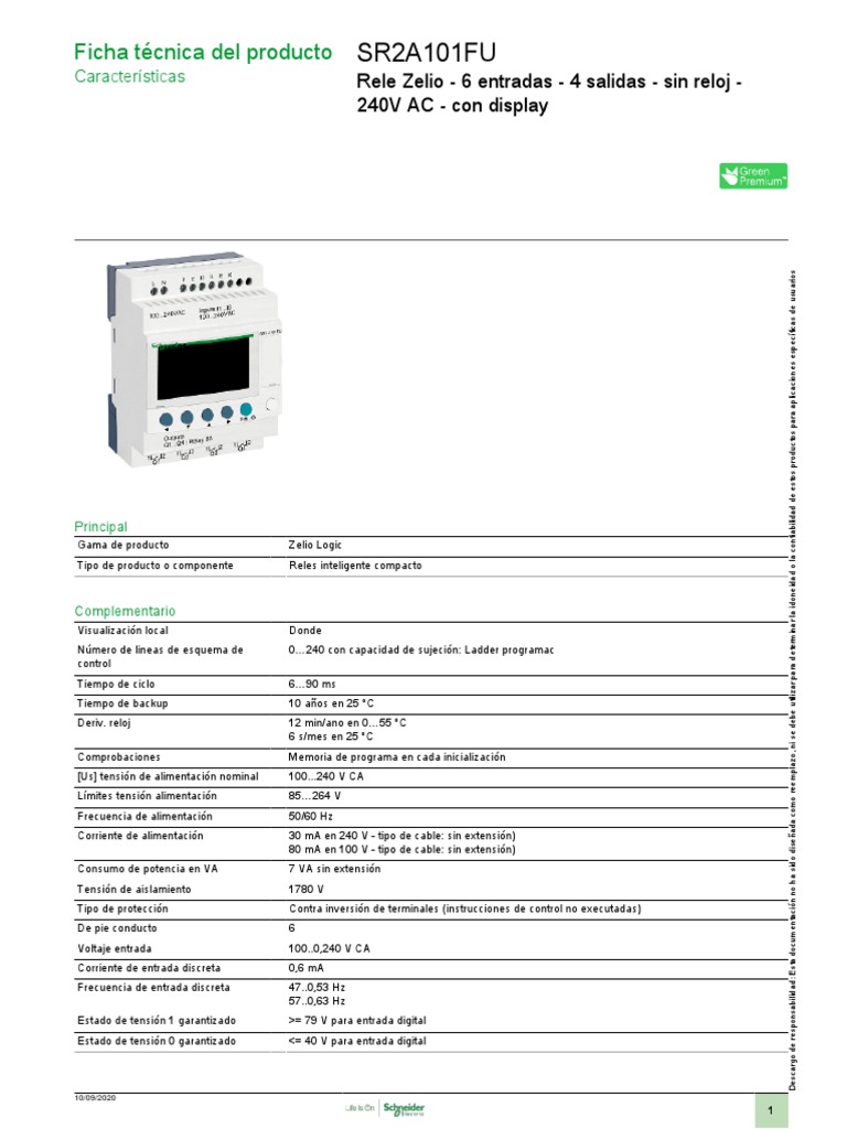Zelio Logic - SR2A101FU | PDF | Relé | Residuos