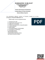 Estructura de Proyecto de Evaluación Del Primer Quimestre Basica PDF