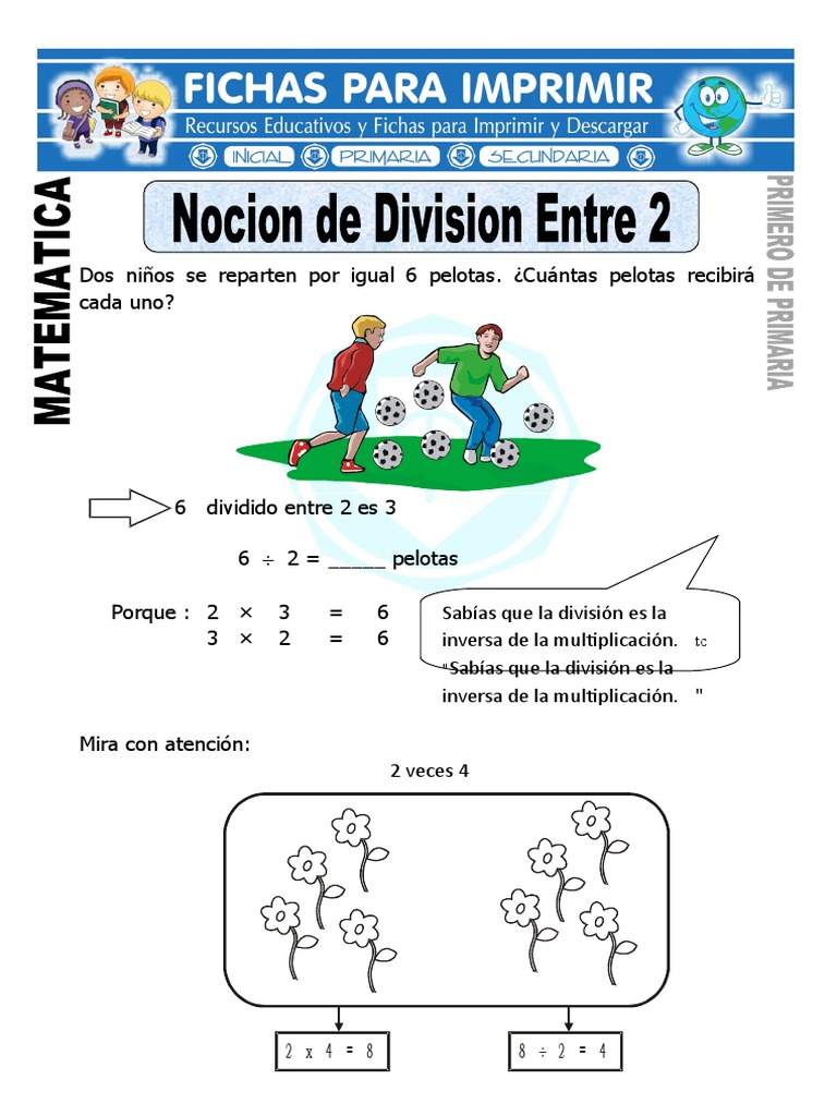 División para Primer Grado: Ejercicios | PDF | Métodos y materiales de