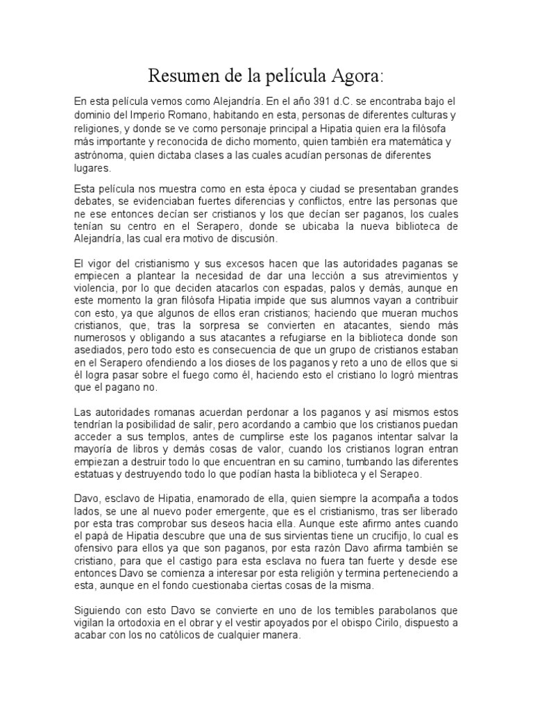 Resumen de La Pel cula Agora - 1725759008