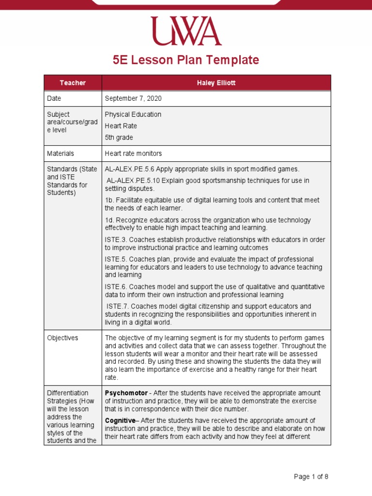5E Lesson Plan for Heart Rate in PE | PDF | Physical Education | Teaching