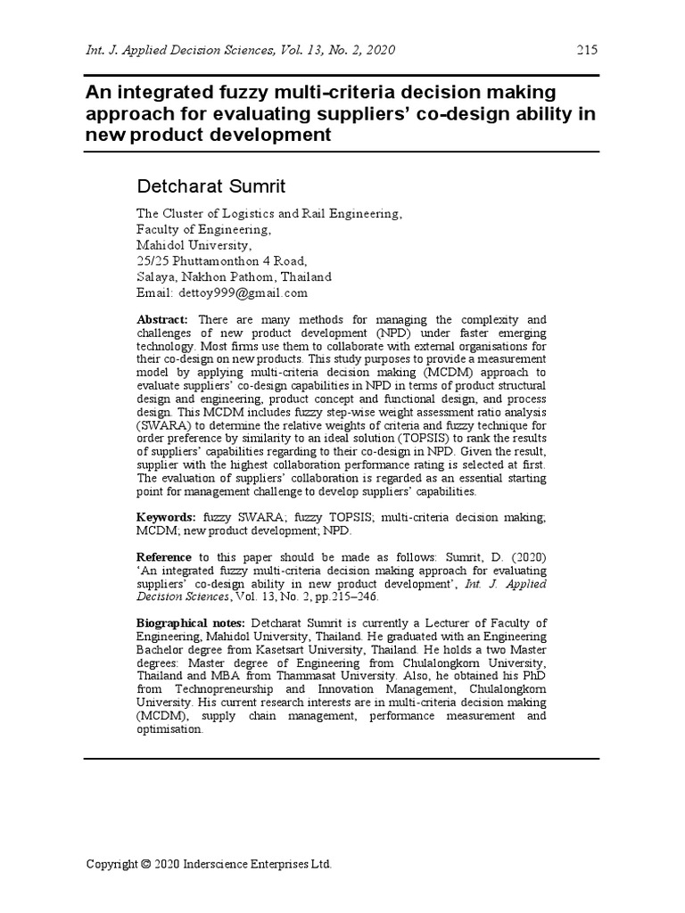 3.5 An Integrated Fuzzy Multi-Criteria Decision Making Approach For ...