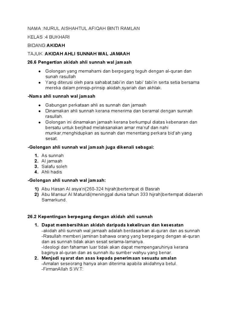 Akidah Alhi Sunnah Wal Jamaah Pdf
