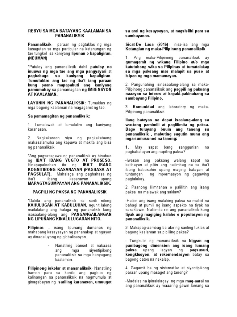 Chapter 8 Rebyu Sa Mga Batayang Kaalaman Sa Pananaliksik