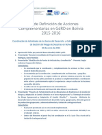 ACTA 30JUNIO2015Taller de Definición de Acciones Complementarias en GDRD en Bolivia Cleared by MR 28 de Julio