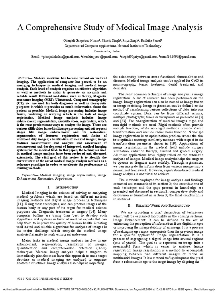 Medical Image Analysis PDF | PDF | Medical Imaging | Image Segmentation