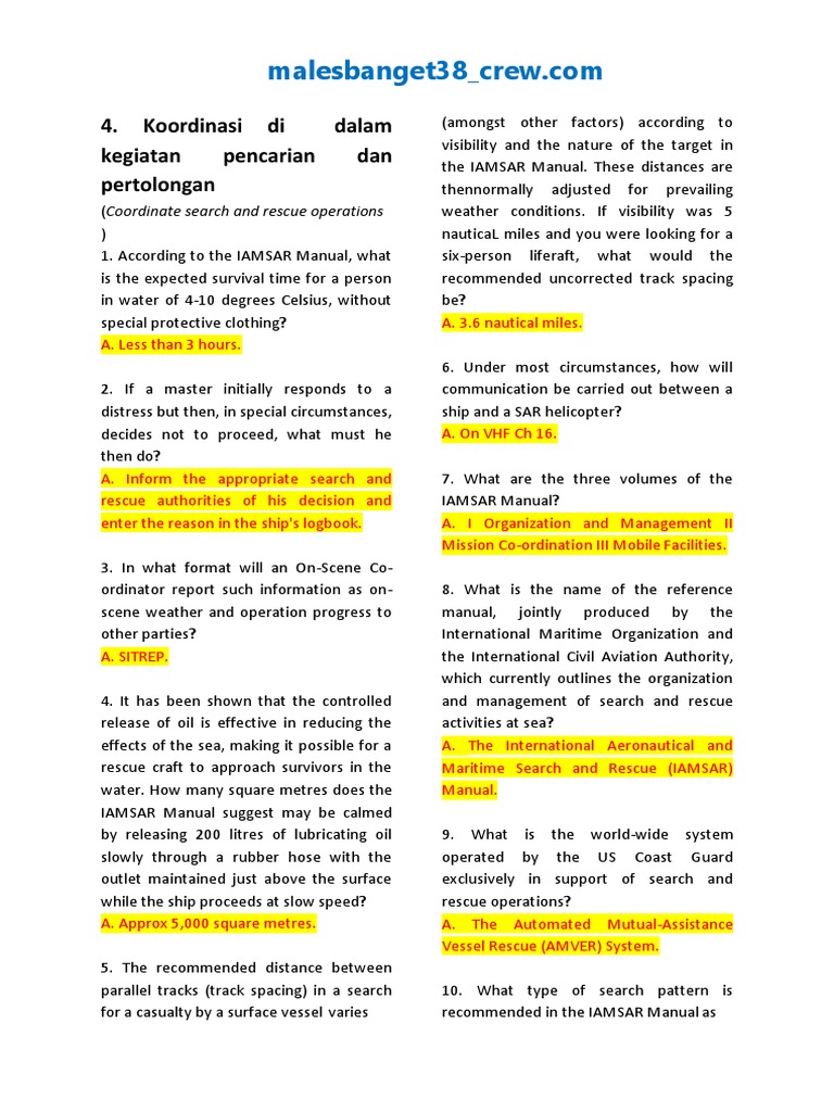 IAMSAR Search and Rescue Guidelines | PDF | Search And Rescue | Oil Tanker