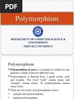 Polymorphism: Department of Computer Science & Engineering Tripura University