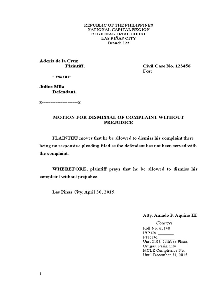 motion-to-dismiss-complaint-without-prejudice-due-to-lack-of-service-on